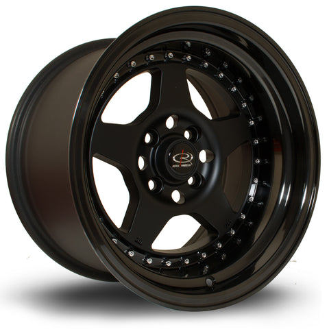 Rota Kyusha 15x9 4x114 ET0 Black with Lip Alloy wheel